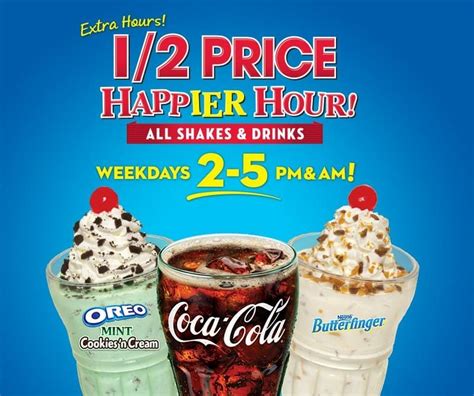 Steak n shake happy hour - Steak ‘n Shake offers happy hour specials every weekday from 2 PM to 4 PM. During these hours, milkshakes are discounted by just half their regular price. The …